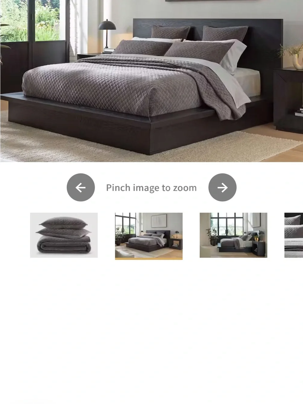 Organic Velvet Diamond Quilt - Charcoal gray full/ Queen comforter